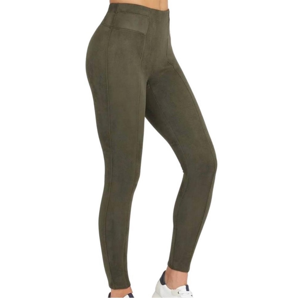 SPANX Olive Green Faux-Suede Leggings